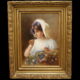 лот №A000434 — Картина "Девушка с корзиной цветов"