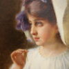 лот №A000435 — Картина "Девушка с корзиной цветов"