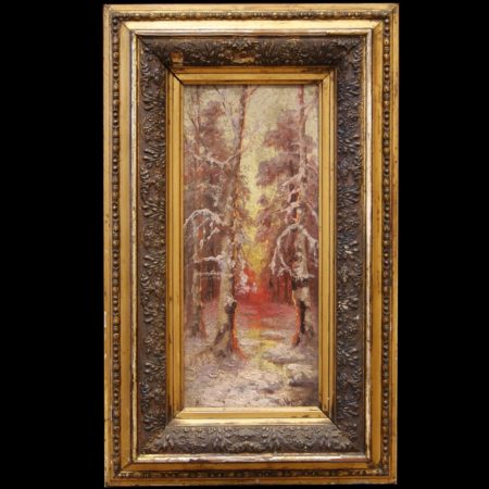 НЕТ В НАЛИЧИИ - лот №A000387 — Картина "Закат в зимнем лесу"