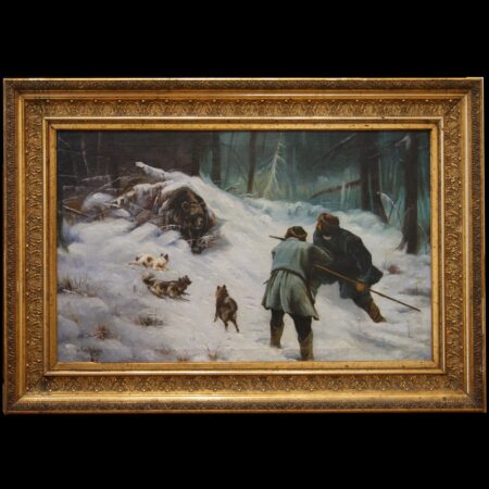 лот №A000405 — Картина "Охота на медведя"