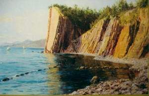 Старинная картина "Кадошские скалы", А.А. Киселев