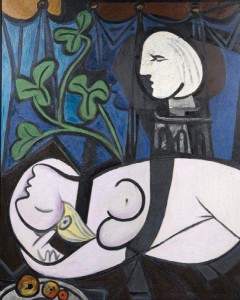 П. Пикассо «Обнаженная на фоне бюста и зеленых листьев»